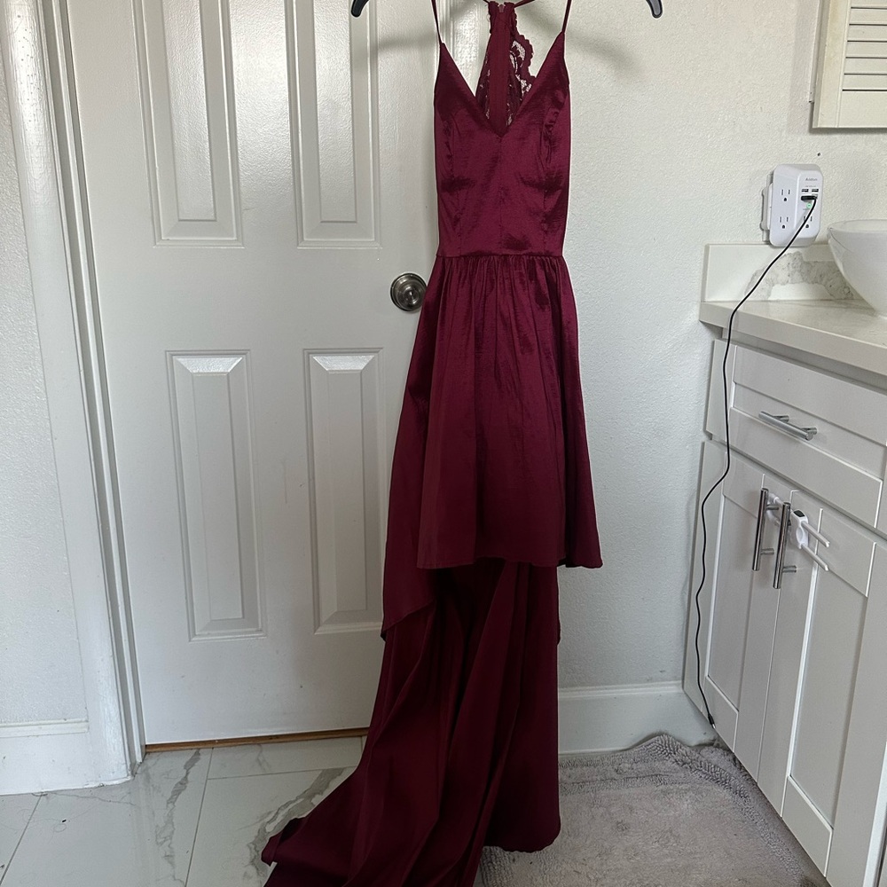 Special event gown with tail